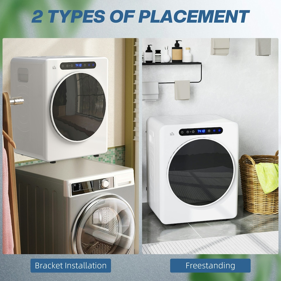 image 1 of HOMCOM 4kg Portable Vented Tumble Dryer Machine with Timer, 6 Heat Settings