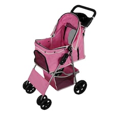 Pet Stroller with Rain Cover – Pink One Size