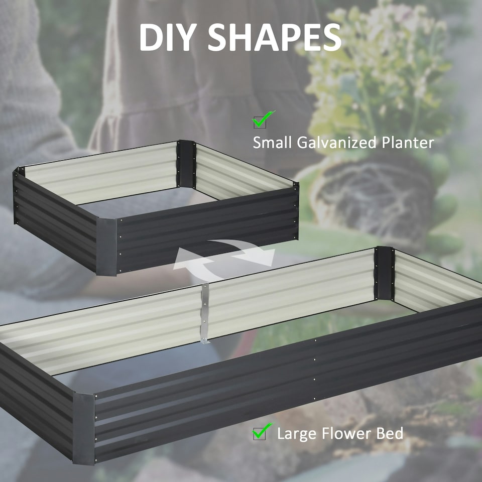 image 1 of Outsunny Galvanised Raised Garden Bed Metal Planter Box with Open Bottom, Green