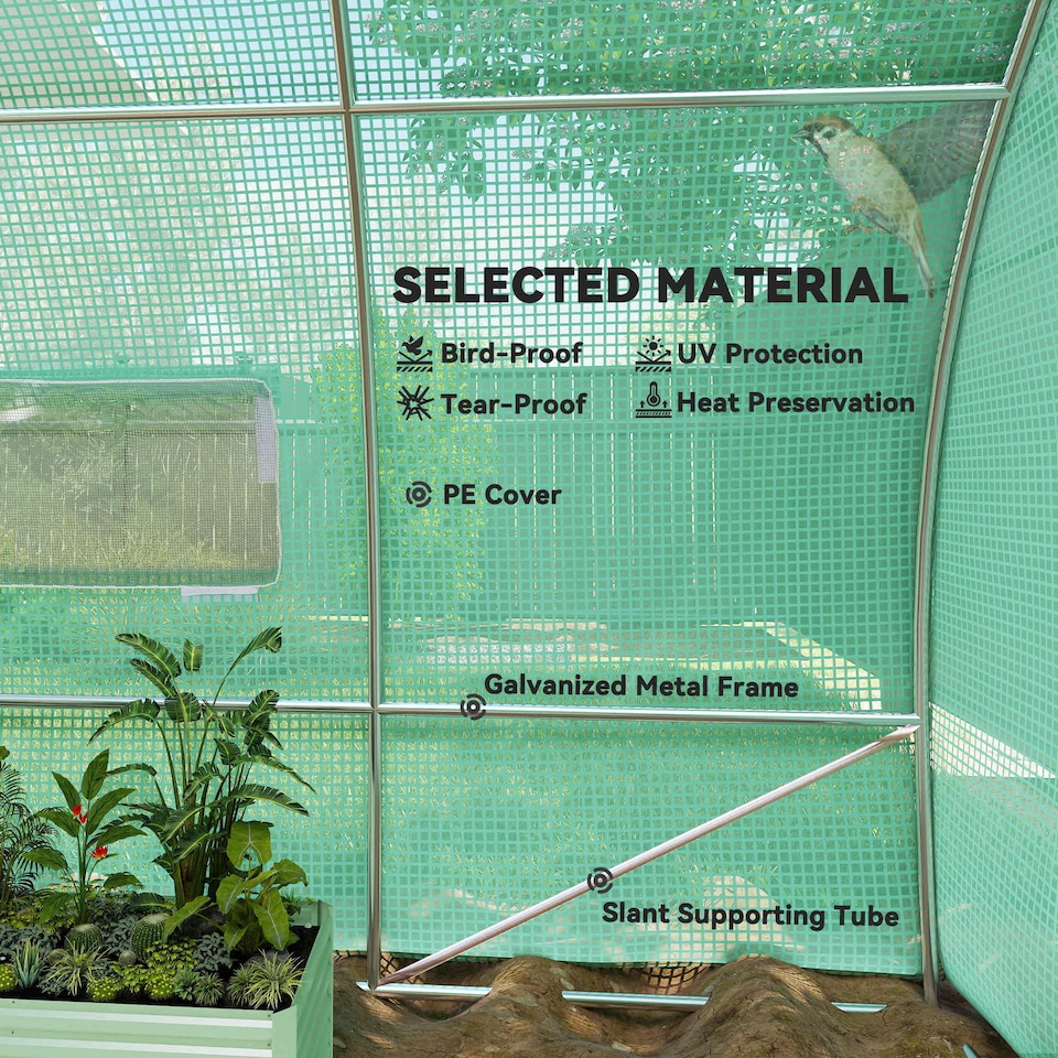 image 1 of Outsunny 6 x 3M Reinforced Walk-in Polytunnel Garden Greenhouse Steel Frame