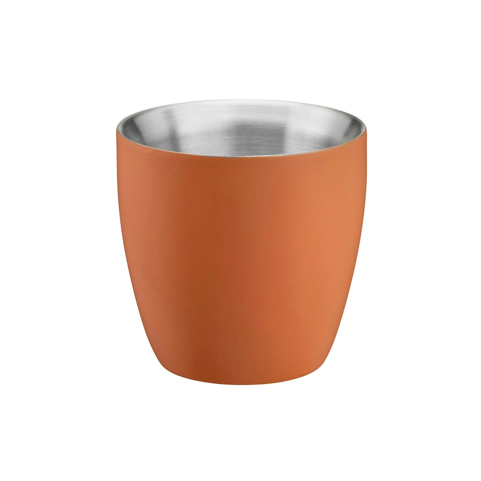image 1 of Set of 2 Stainless Steel Espresso Coffee Cups – 90ml Double Wall Insulated Mini Drinking Mugs Orange
