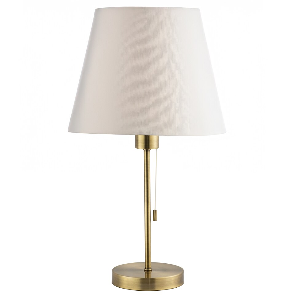 image 1 of Traditional and Classic Table Lamp Base in Antique Brass with Pull Cord Switch | Gold