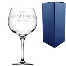 Personalised 18th Birthday Primeur Gin Glass Years Young Sweeping Font