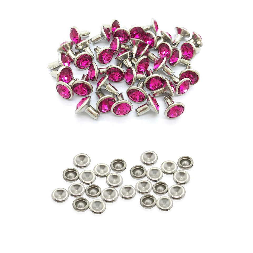 image 1 of 8mm Diamante Acrylic Rhinestone Studs with Pins - Pack of 10