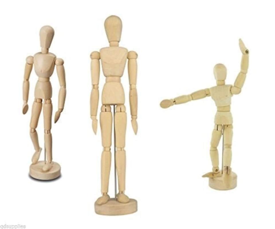 image 1 of 3 x Assorted Size Artists Wooden Manikin Movable Limbs Human Joints Manikins Manakin Mannequin