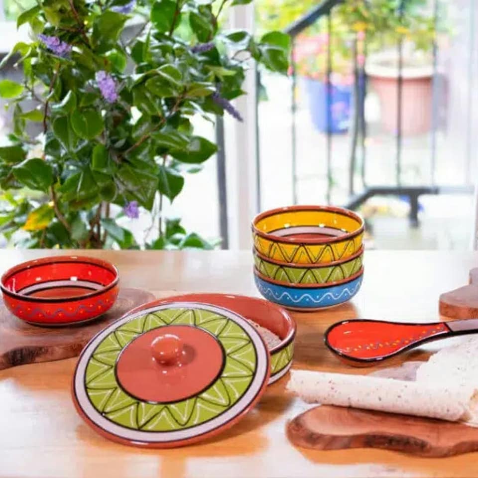 image 1 of Verano Spanish Ceramics Fiesta Tortilla Servers - 25cm Blue