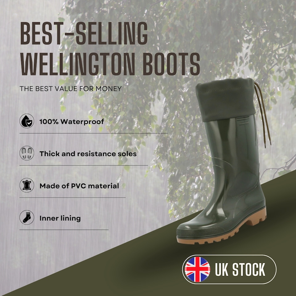image 1 of Grand S Men's Waterproof PVC Outdoor Wellies EU46
