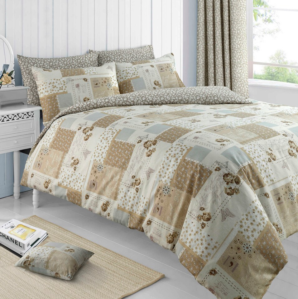 image 1 of Velosso Maya Printed Cotton Blend Duvet Cover and Pillowcase Set | Brown | Double