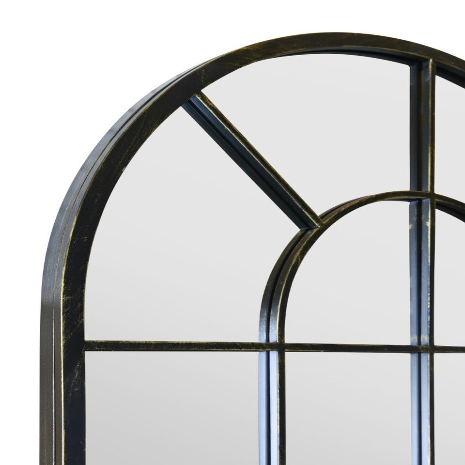 image 1 of The Arcus - Antique Black Framed Arched Window Leaner/Wall Mirror 71" X 33.5" (180x85CM) Black