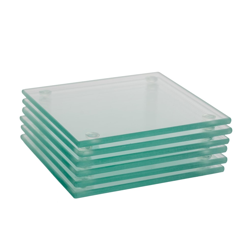 image 1 of Harbour Housewares Glass Square Coasters - 10cm - Clear - Pack of 6