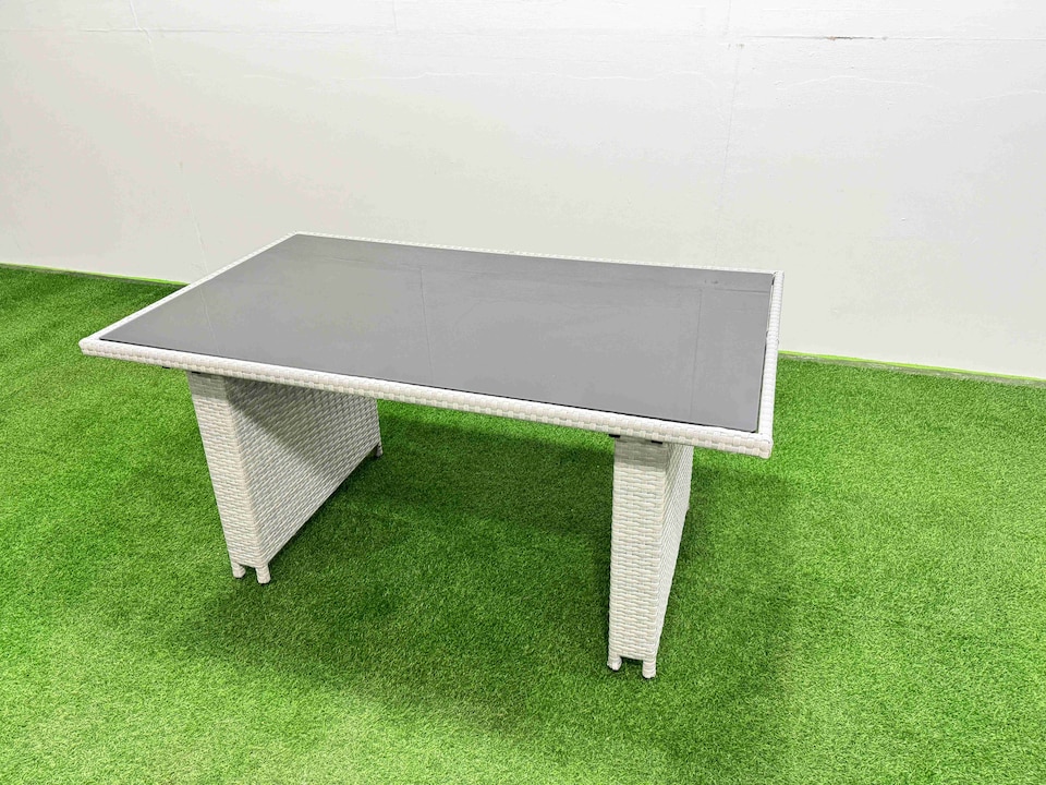 image 1 of Fimous 6 Pieces Outdoor PE Rattan Sofa Set Patio Garden Furniture Sets with Cushions 2 Side Tables Big Stool Light Grey