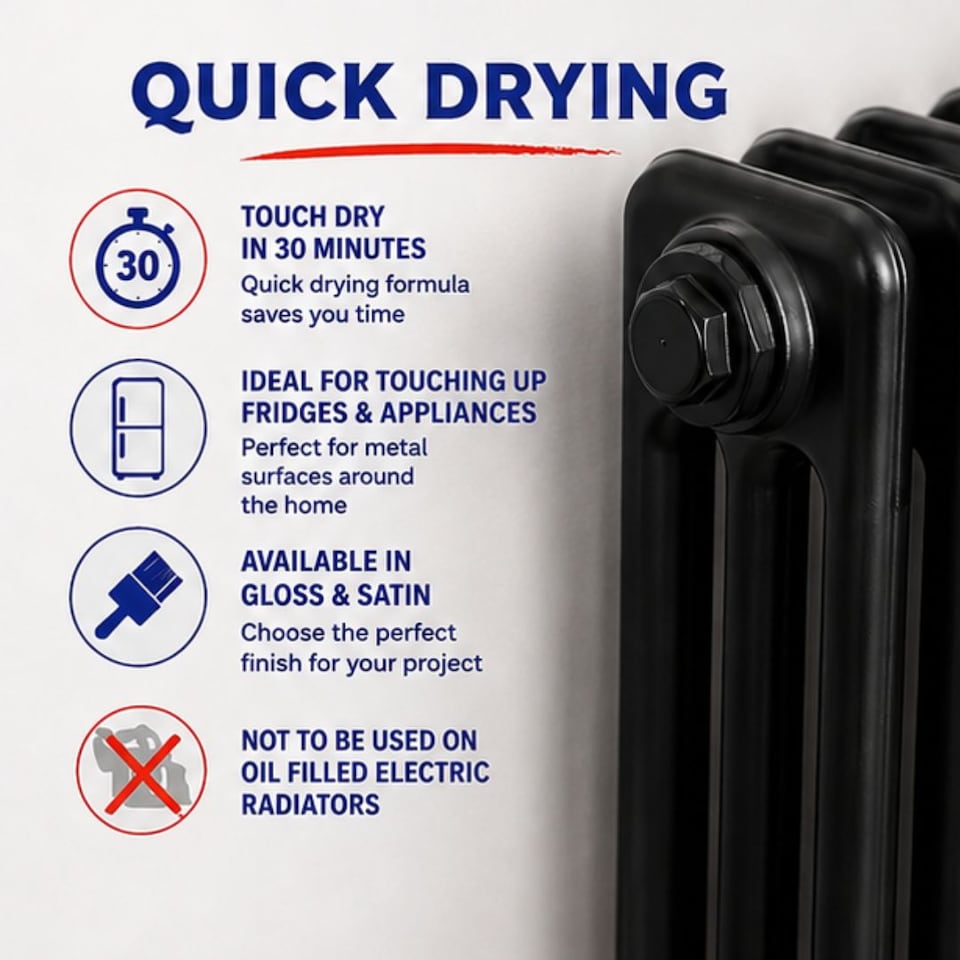 image 1 of Rustins Quick Drying Radiator Enamel Satin - Black 250ml | Black | 250ml | 1
