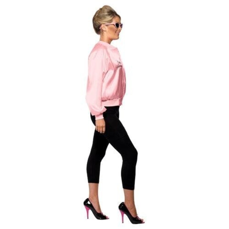 image 1 of Grease Pink Ladies Jacket Fancy Dress Costume Ladies Medium - UK 12-14 | Multi | 12