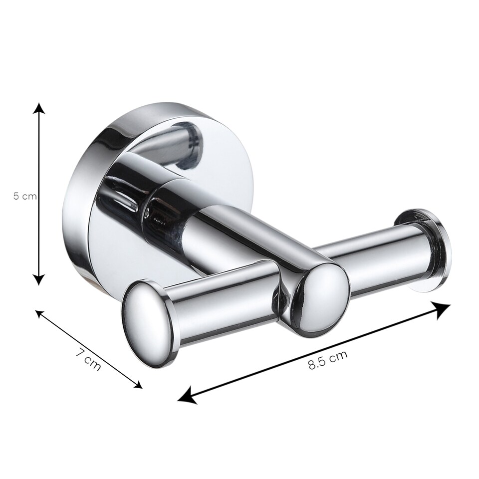 image 1 of Showerdrape Modernity Chrome Stainless Steel Wall Mounted Double Robe Hook | Silver | 1