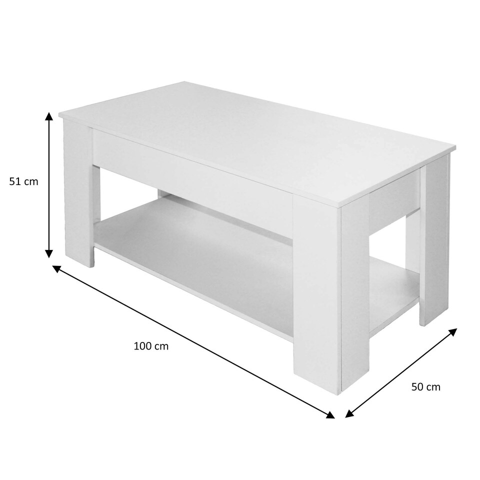 image 1 of White High Gloss Lift Top Storage Coffee Table White