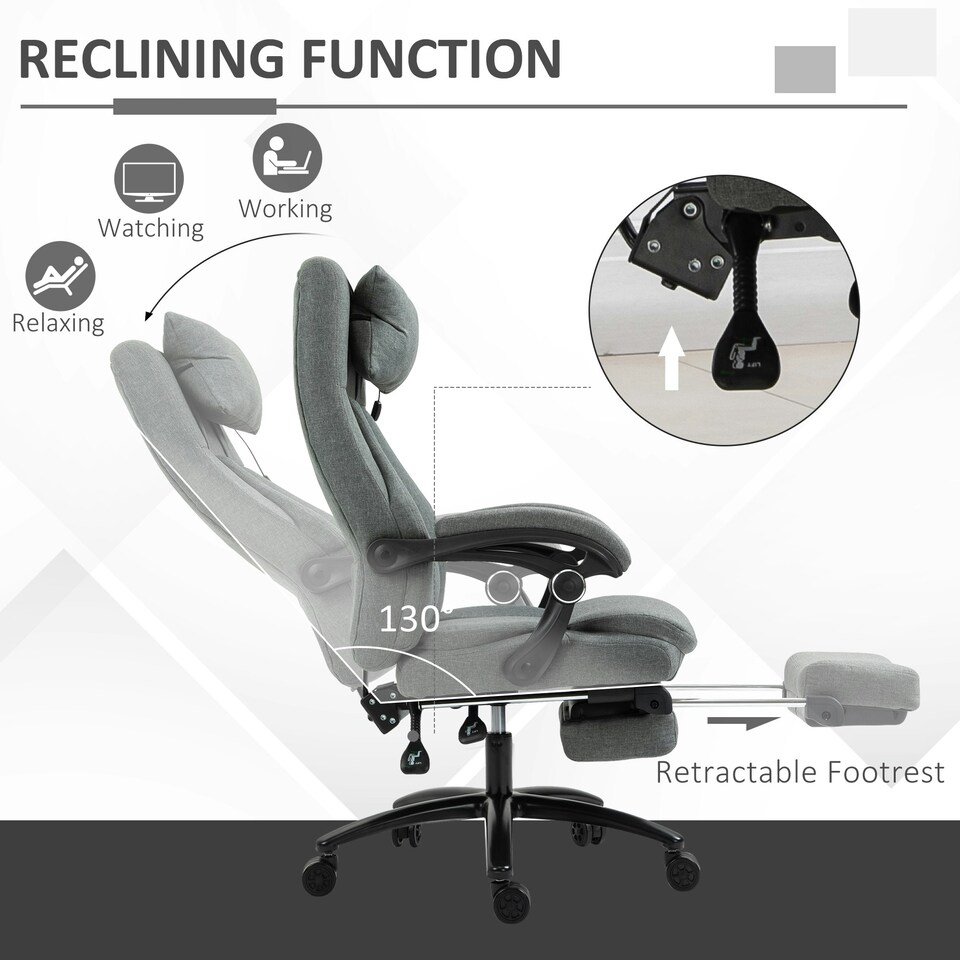 image 1 of Vinsetto Executive Office Chair with Vibration Massage Pillow USB Power Wheels