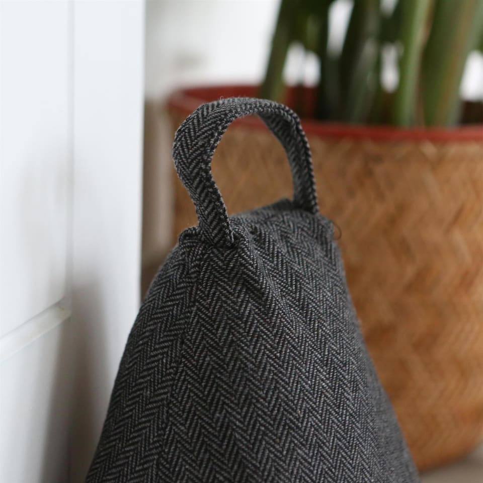 image 1 of Nicola Spring Herringbone Door Stop - 23 x 22.5cm - Grey