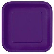 Deep Purple Square Paper Plates 22cm - Pack of 14