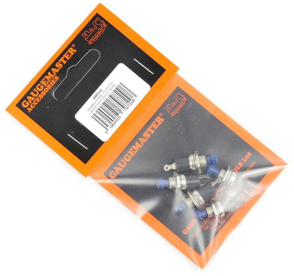 image 1 of Gaugemaster Electric Blue Push to Make Switches (5)