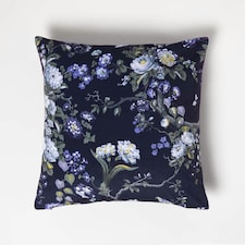Homescapes Floral Midnight Garden Purple Filled Velvet Cushion - 46 x 46 cm | Purple | 46 x 46 cm | 1