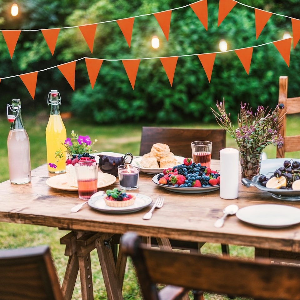 image 1 of Orange Colour Party Bunting 10m with 20 Pennants