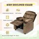 image 8 of COSTWAY Kids Recliner Chair Velvet Adjustable Sofa Chair Coffee Brown