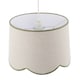 image 5 of Natural Oatmeal Textured Linen Scallop Lamp Shade with Olive Trims | Green | Olive Green | 1