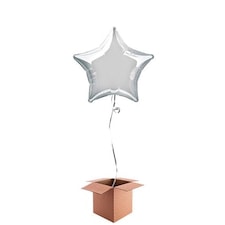 Silver Star Shape Foil Balloon - Inflated Balloon in a Box