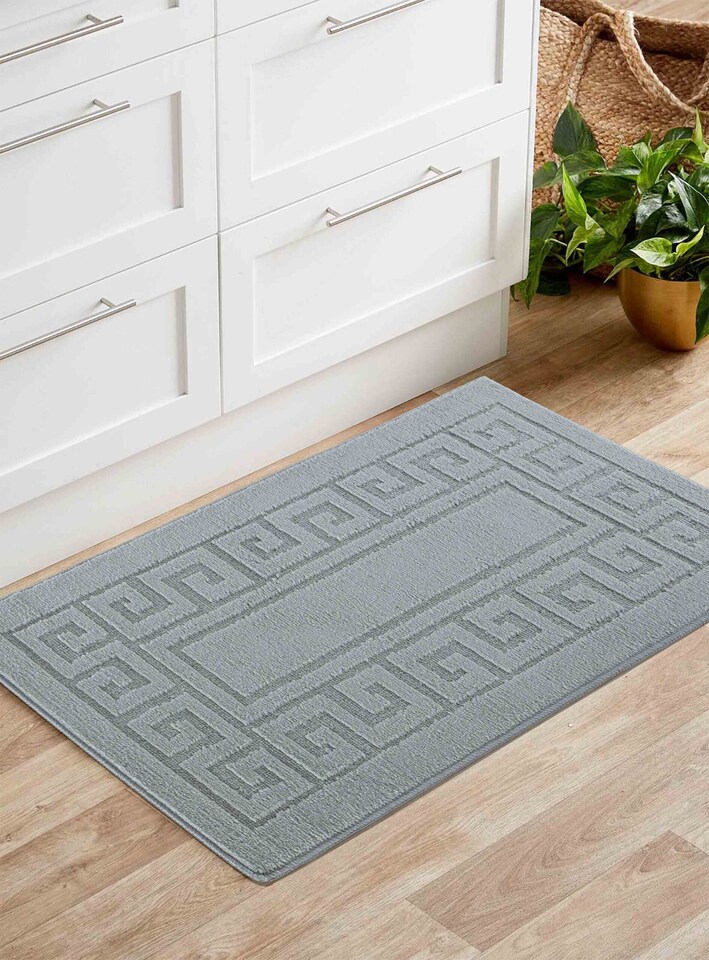 image 1 of Ivy Washable Greek Key Design Anti Slip Doormats - Runners