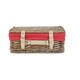 image 3 of 35cm Antique White Wash Split Willow Wicker Picnic Basket with Lining Red | Red | One Size