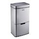 image 1 of Cooks Professional Recycling Sensor Bin 75L with Dual Compartments & Food Caddy | Silver | Silver