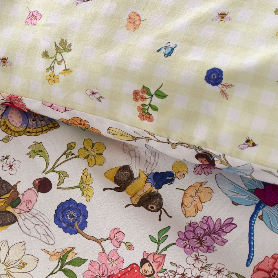 image 1 of Belle & Boo Garden Friends Reversible Cotton Duvet Cover Set | White | Double