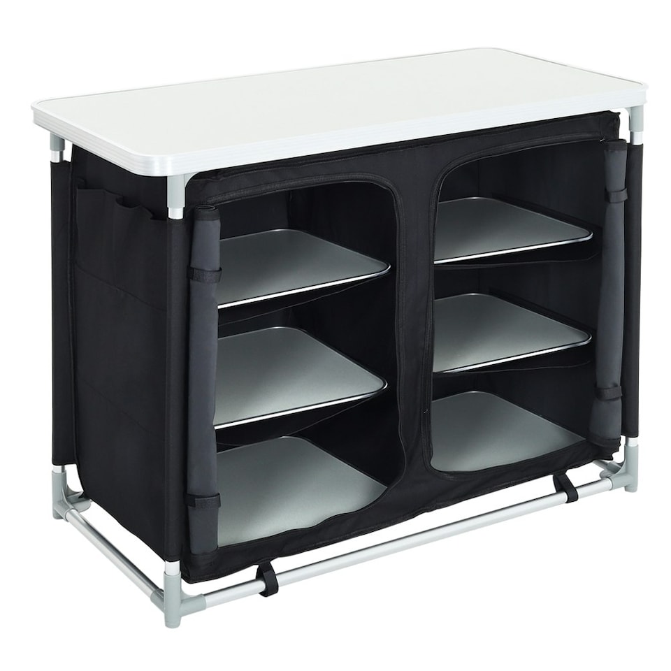 image 1 of Living and Home Camping Kitchen Table Portable Cabinet - Black
