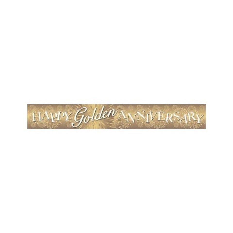 Amscan Holographic Golden (50th) Wedding Anniversary Banner - Gold - One Size