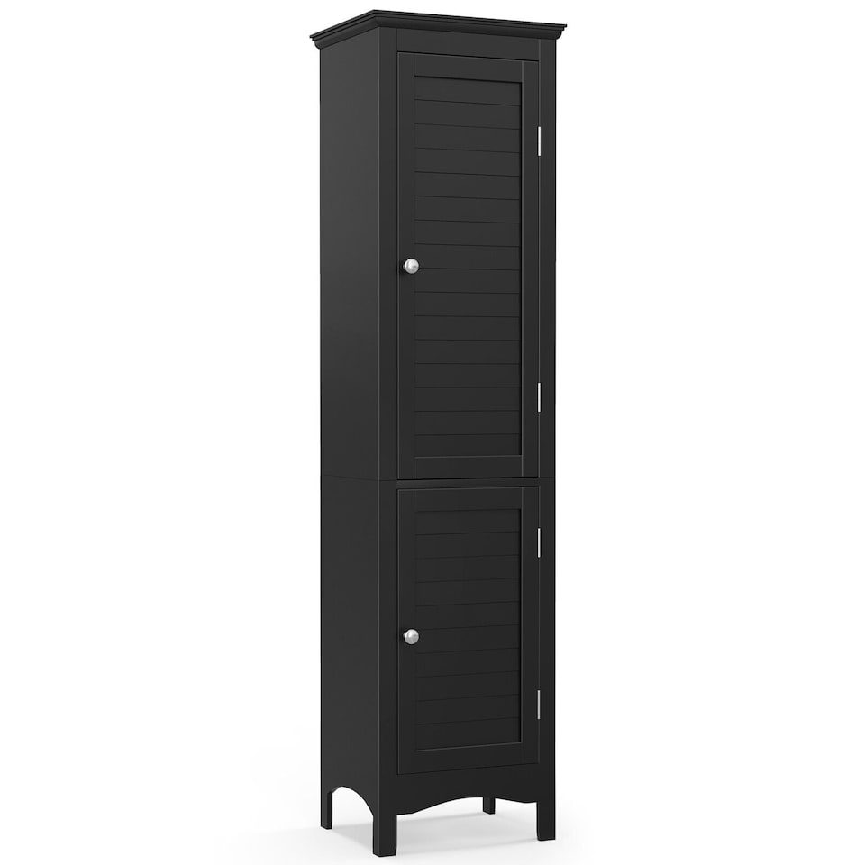 image 1 of COSTWAY 5-Tier Bathroom Tall Cabinet Storage Organizer Cupboard Black