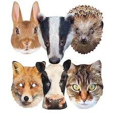 British Countryside Animals Cardboard Face Masks - Pack of 6