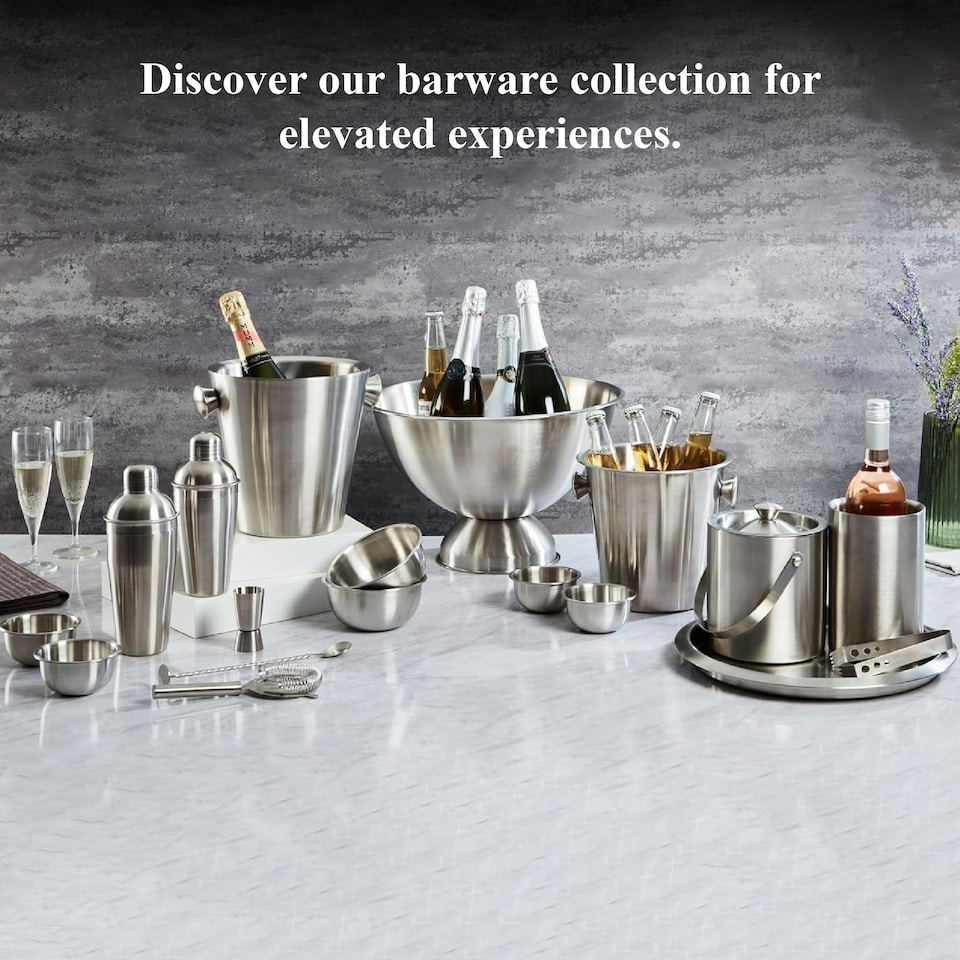 image 1 of Buckingham Double Wall Stainless Steel Wine Bottle Cooler Bucket Ice Party Bar matt finish , 1.3 Litre / 18 cm