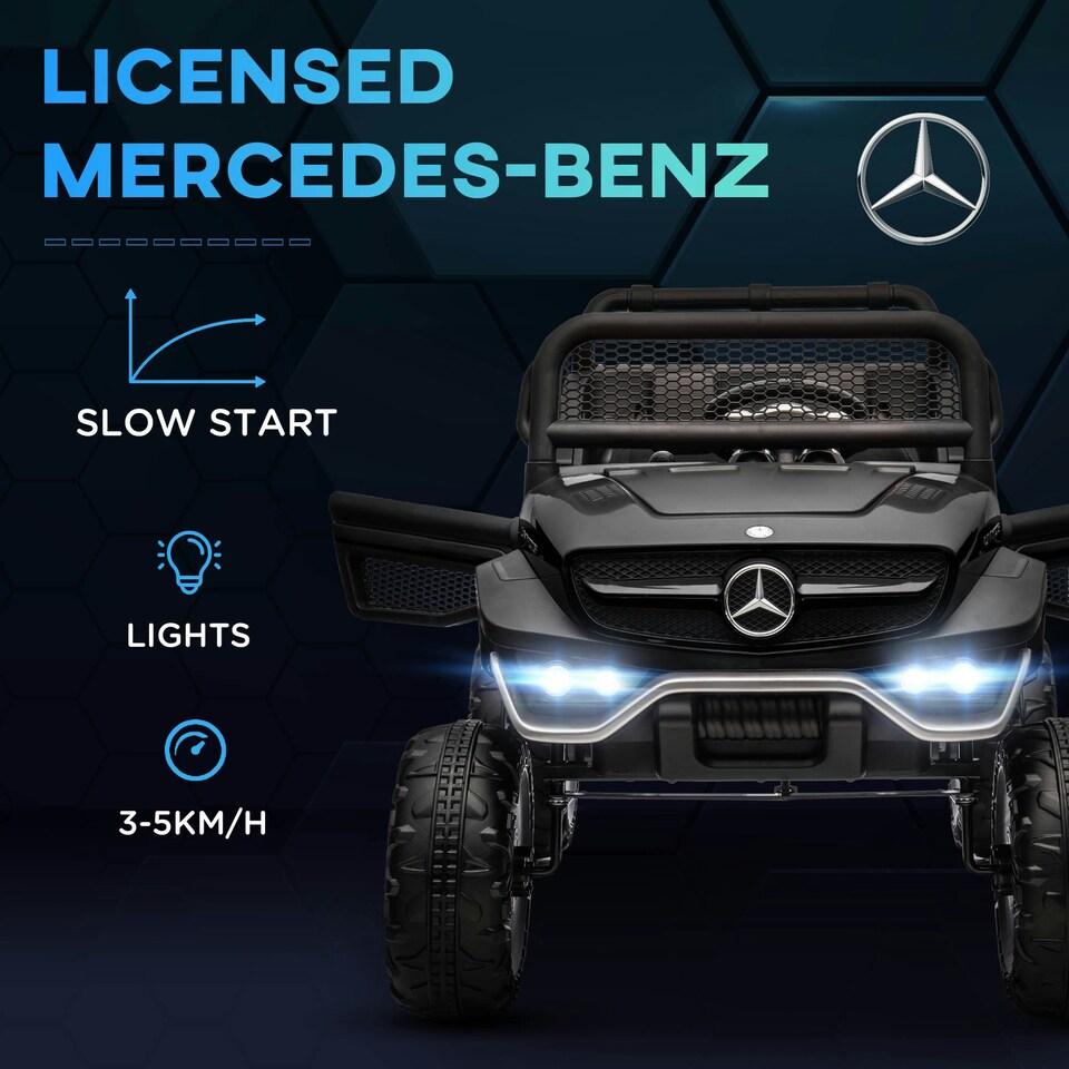 image 1 of HOMCOM 12V Licensed Mercedes-Benz Unimog, Kids Electric Ride on Car - Black