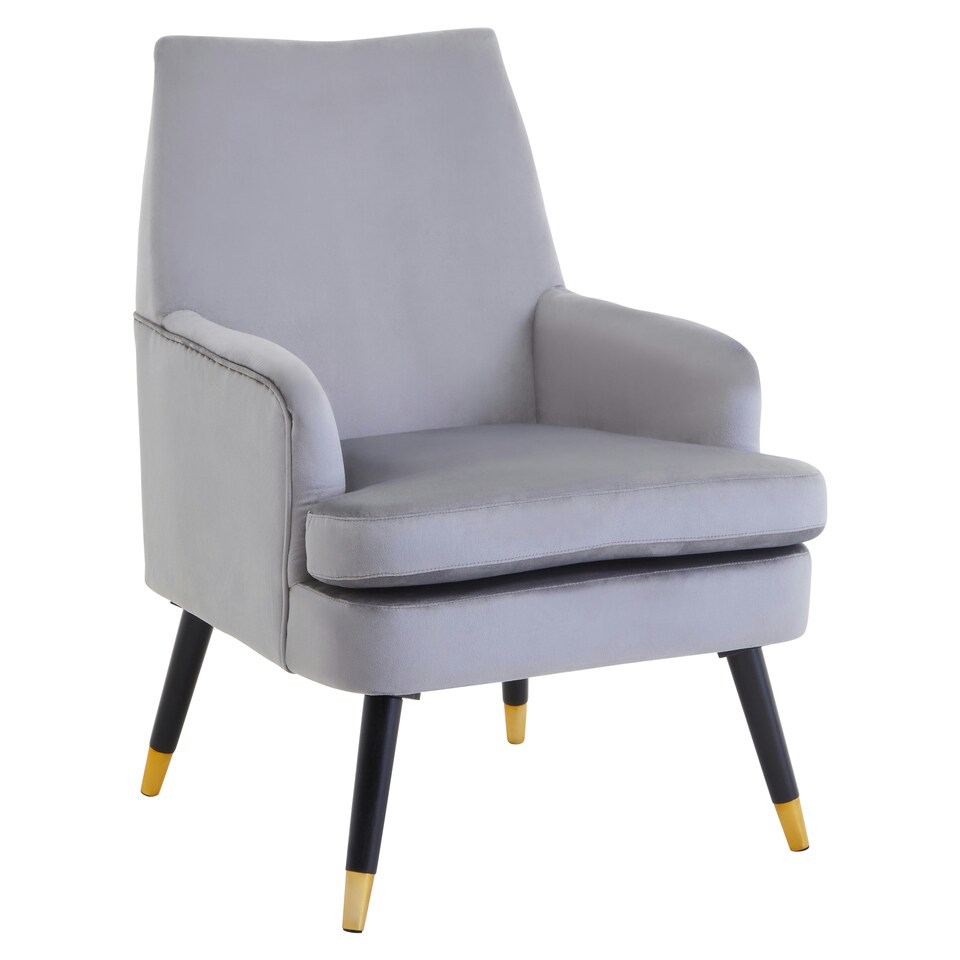 image 1 of Interiors by Grey Velvet Armchair, Built to Last Lounge Chair, Easy to Maintain Velvet Chair, Reliable Armchair