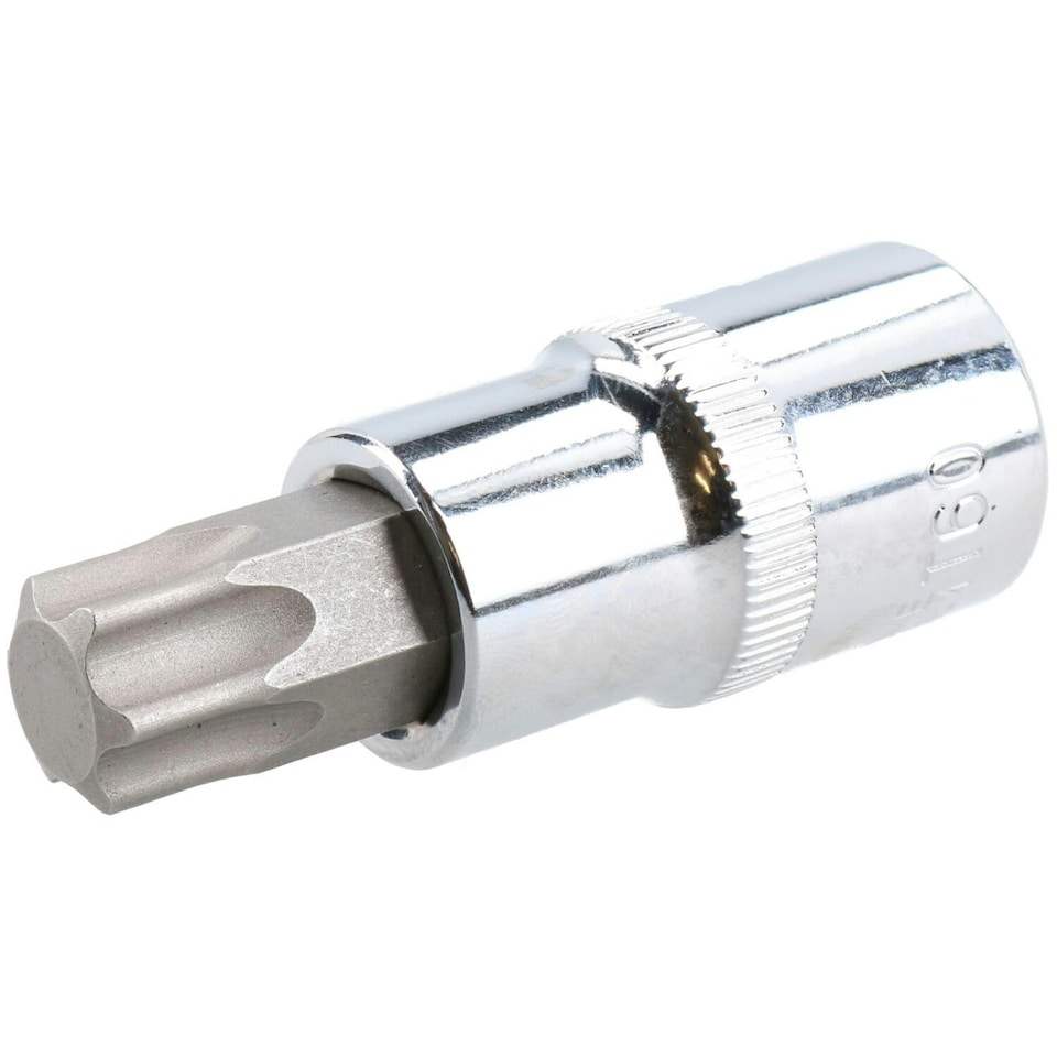 image 1 of T60 Male Torx Bit Star Socket 1/2" Drive Standard Internal Chrome Vanadium Steel