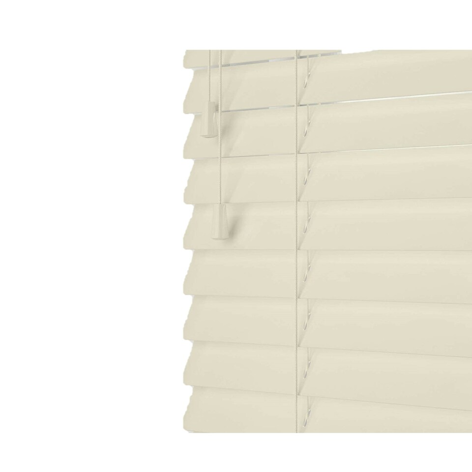 image 1 of 225cm Off White Gloss Wooden Venetian Blinds With Strings (130cm drop) White | White
