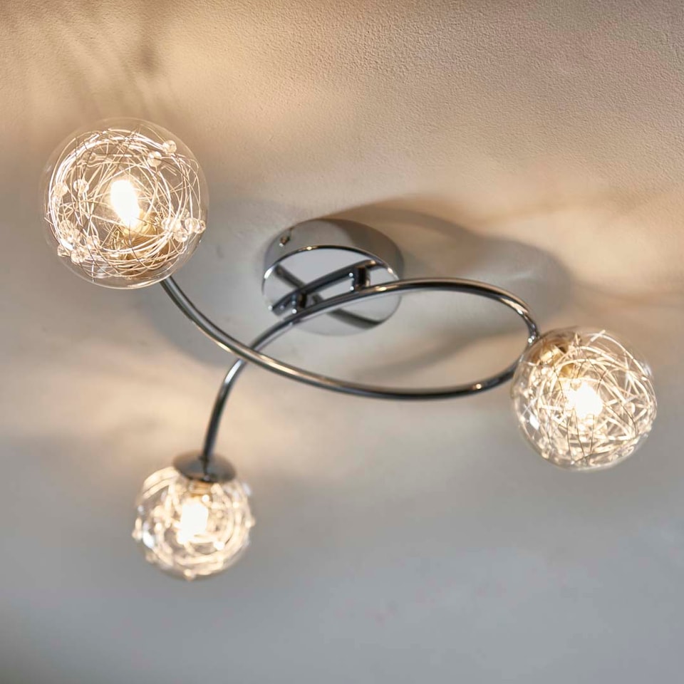 image 1 of Jaymie 3-Light Chrome Semi-Flush Ceiling Light