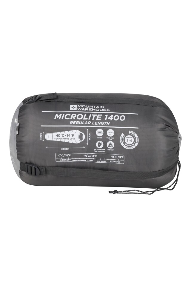 image 1 of Mountain Warehouse Microlite 1400 Mummy Sleeping Bag Hollow Fibre Insulated 3-4 Season Bed
