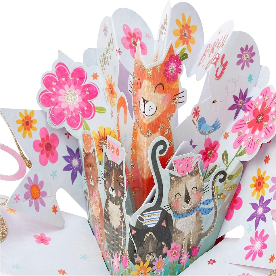 image 1 of Cats Design 3D Pop-Up Birthday Greeting Card