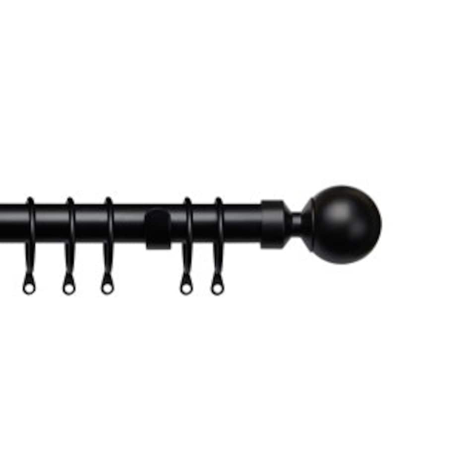 image 1 of 25-28mm Ball End Black Metal Curtain Pole Set 200 - 380cm Black | Black