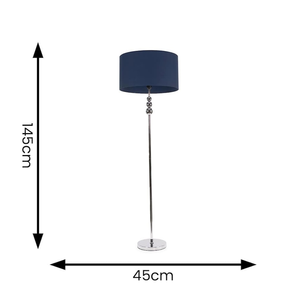 image 1 of ValueLights Marissa Navy Blue Shade with Chrome Stacked Ball Floor Lamp | Blue