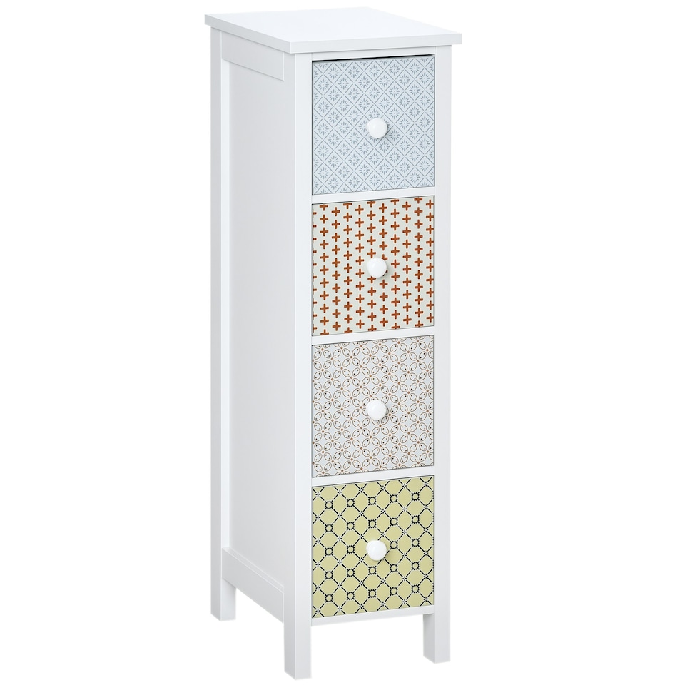 image 1 of HOMCOM Chest of Drawers, 4 Drawer Dresser, Storage Organizer Toilet Tissue Cabinet for Bedroom, Bathroom
