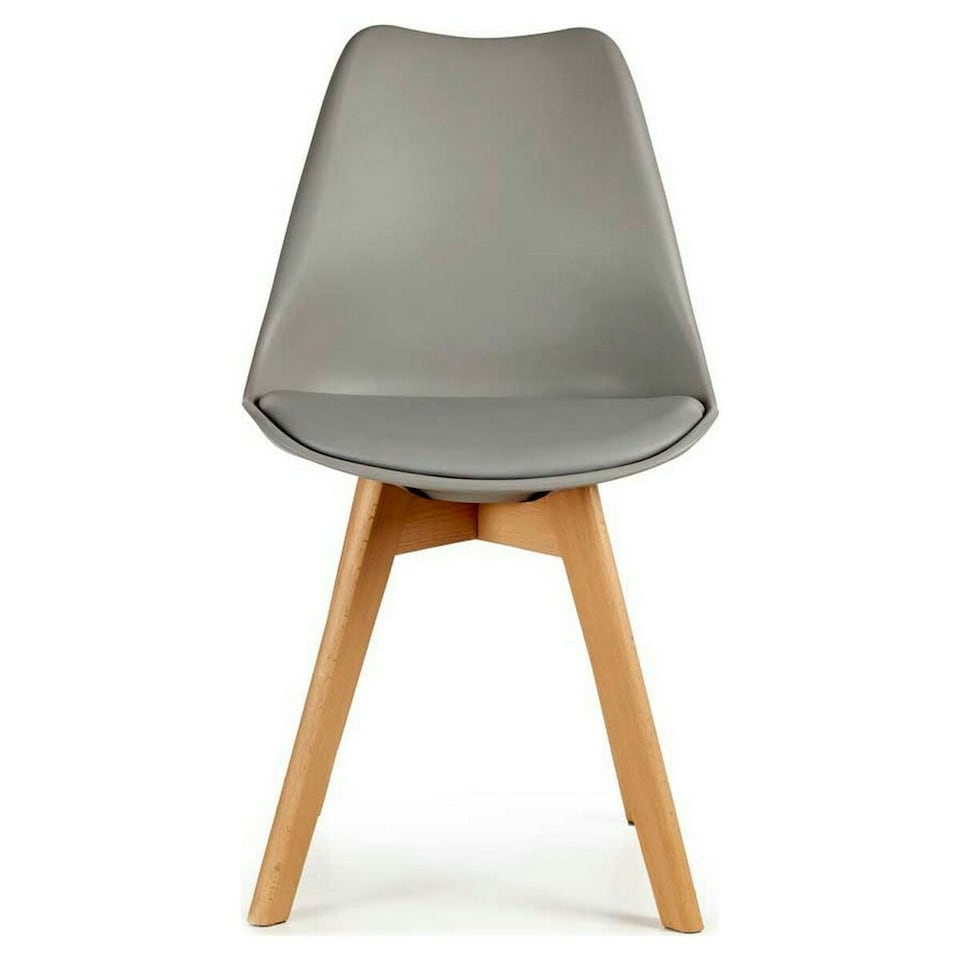 image 1 of Dining Chair Grey Light brown Wood Plastic (48 x 43 x 82 cm) Brown