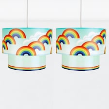 First Choice Lighting Set of 2 Rainbow Design Ceiling Light Shades Multi