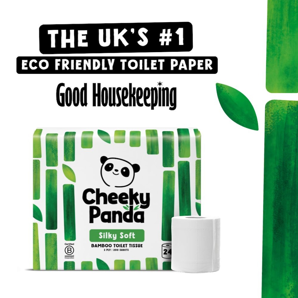 image 1 of Cheeky Panda Classic Bamboo Toilet Paper 24 rolls 200 sheet 3 ply sheets | White | 24 Rolls Unwrapped | 24